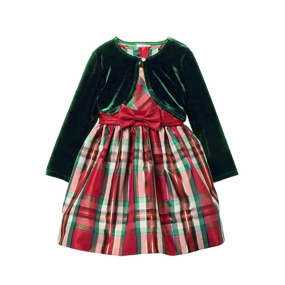 Iris & Ivy Christmas Cardigan & Plaid Dress